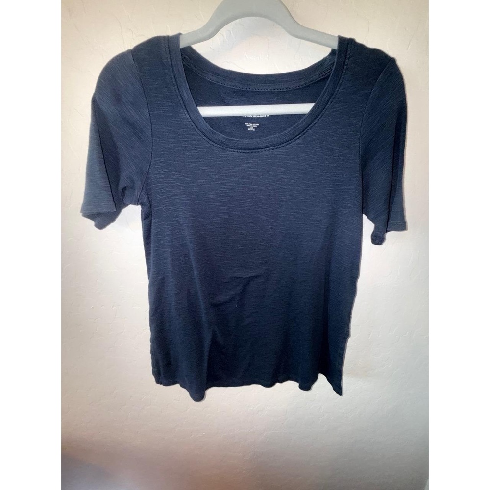 J Jill T-shirt Unisex XS Petite Navy Blue Pima Cotton Minimalist‎ Soft Casual